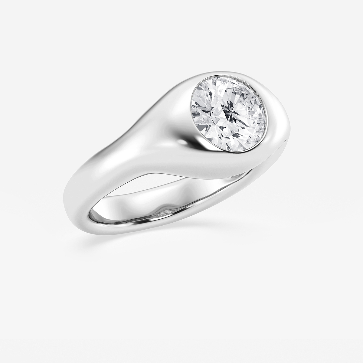 Additional Image 1 for  2 ctw Round Lab Grown Diamond Bold Bezel Solitaire Engagement Ring