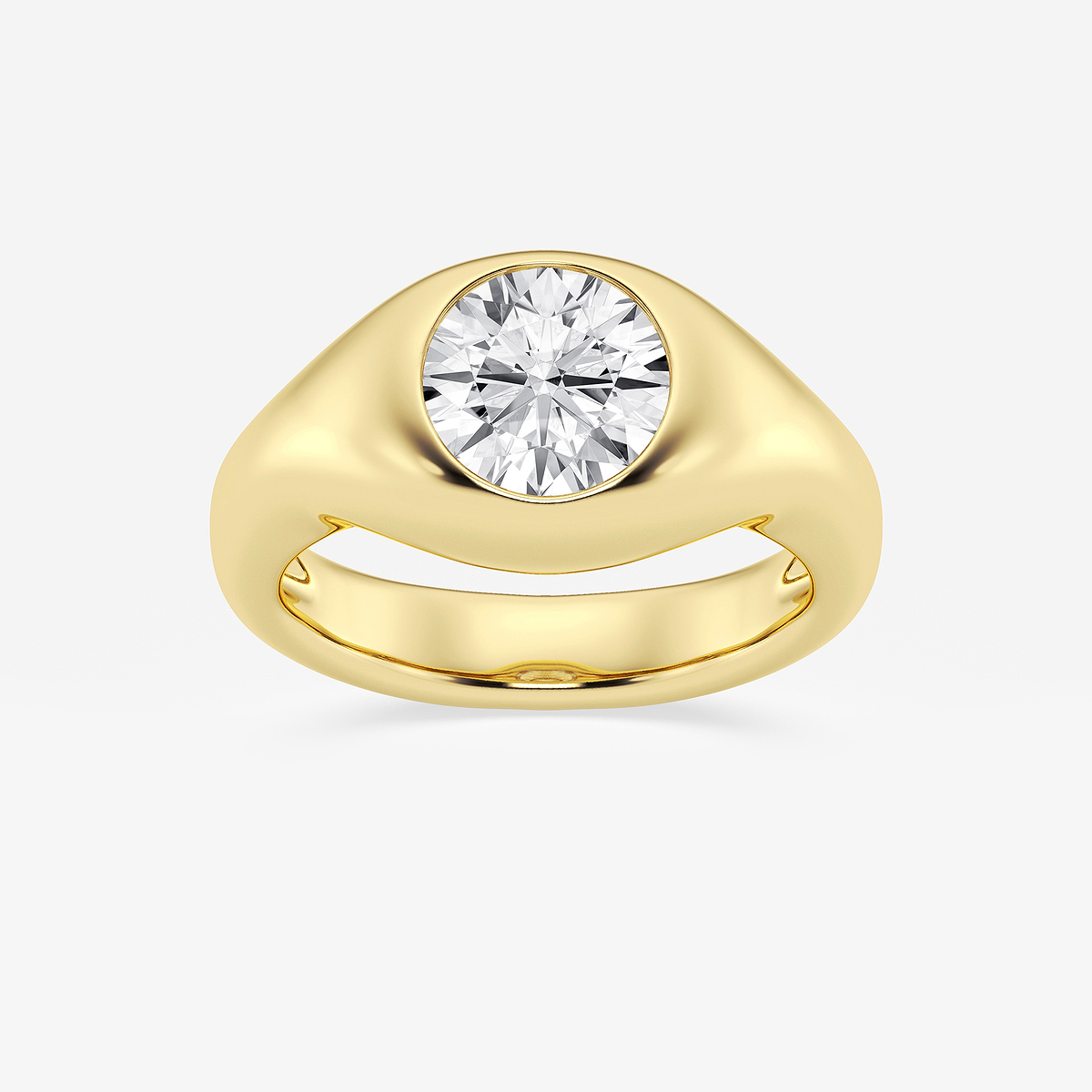 2 ctw Round Lab Grown Diamond Bold Bezel Solitaire Engagement Ring