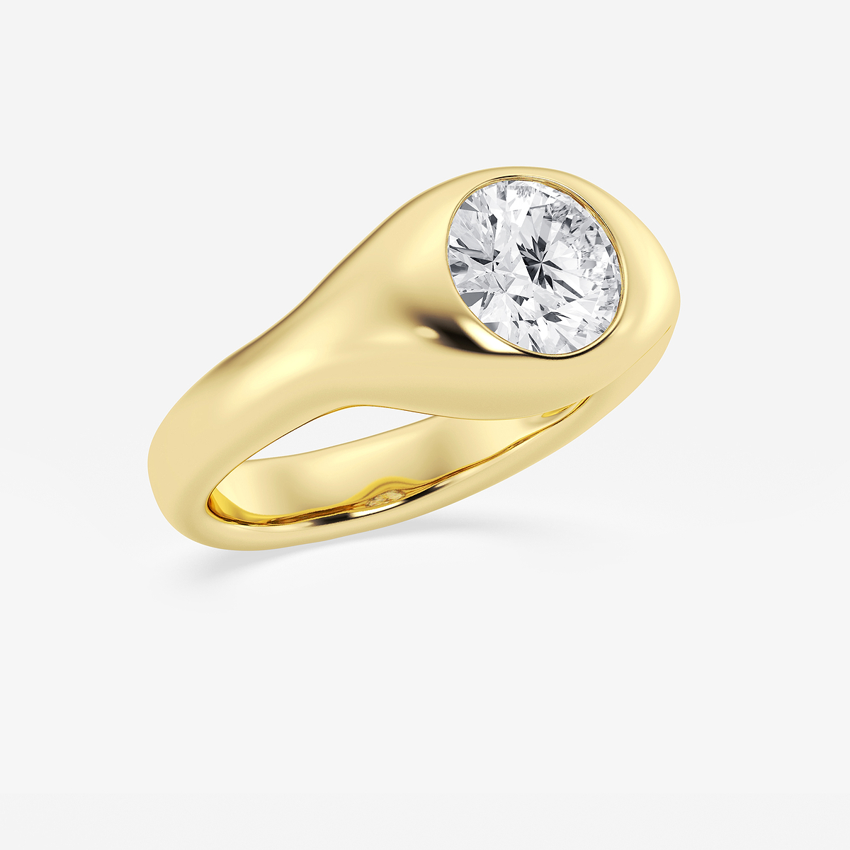 Additional Image 1 for  2 ctw Round Lab Grown Diamond Bold Bezel Solitaire Engagement Ring