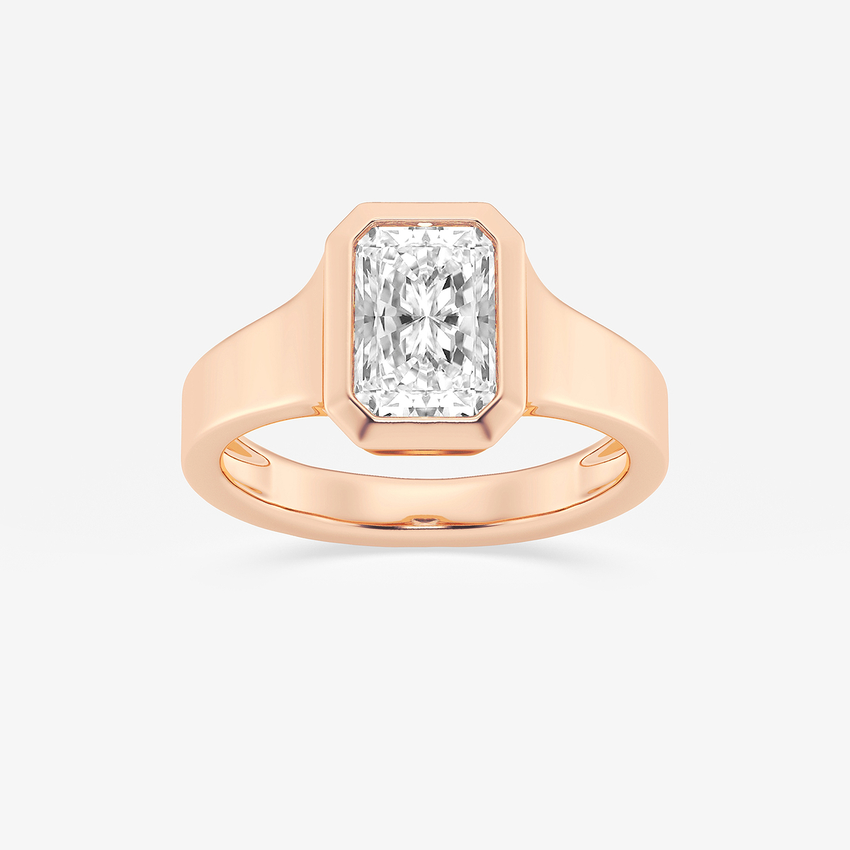 2 ctw Radiant Lab Grown Diamond Bezel Set Wide Band Solitaire Engagement Ring
