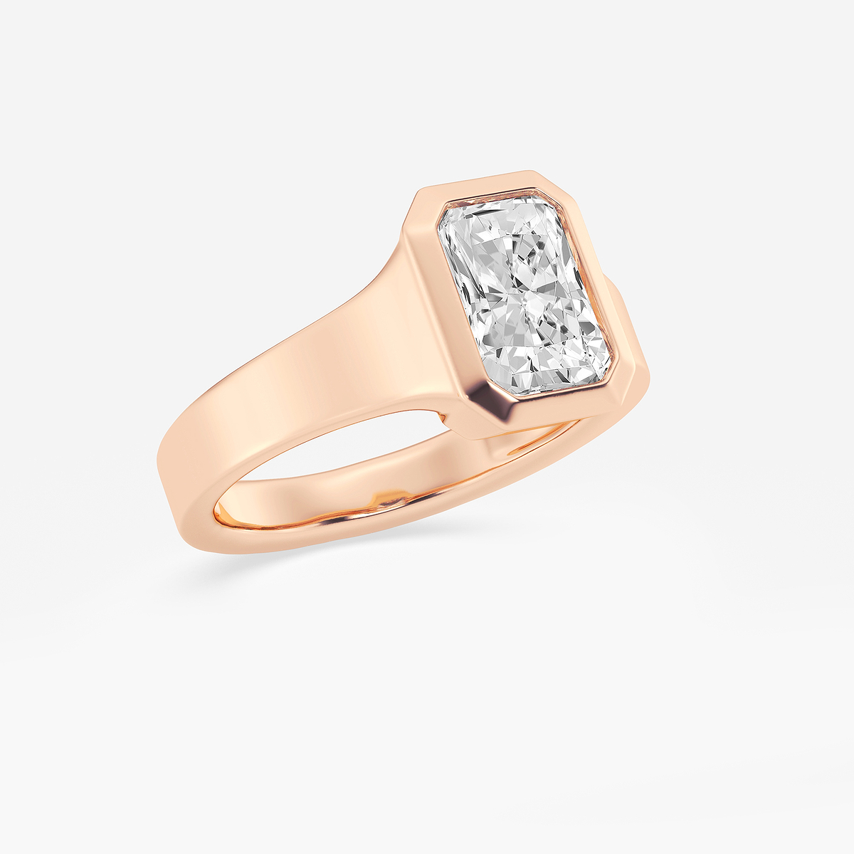 Additional Image 1 for  2 ctw Radiant Lab Grown Diamond Bezel Set Wide Band Solitaire Engagement Ring