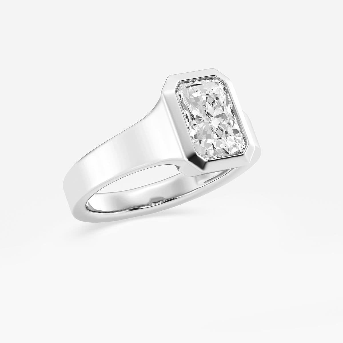 Additional Image 1 for  2 ctw Radiant Lab Grown Diamond Bezel Set Wide Band Solitaire Engagement Ring