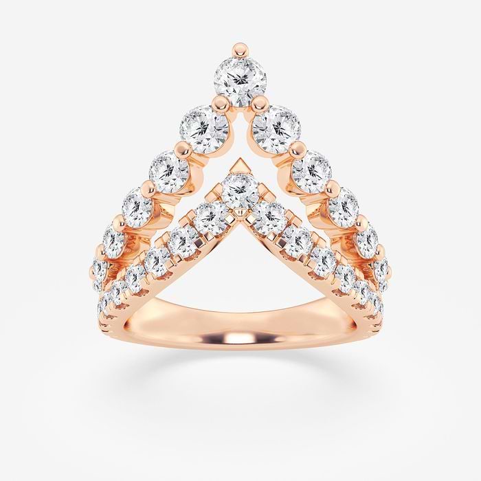 Round Double Chevron Ring Wedding Band