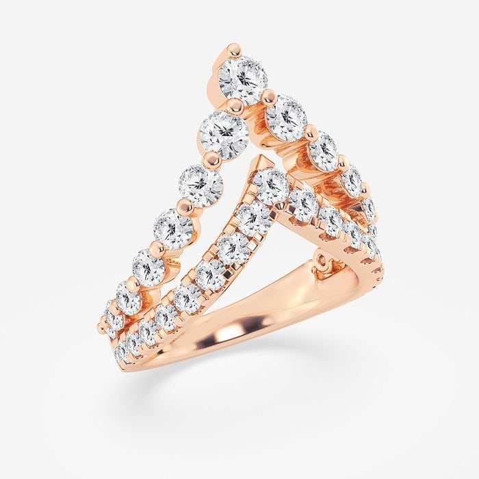 Round Double Chevron Ring Wedding Band