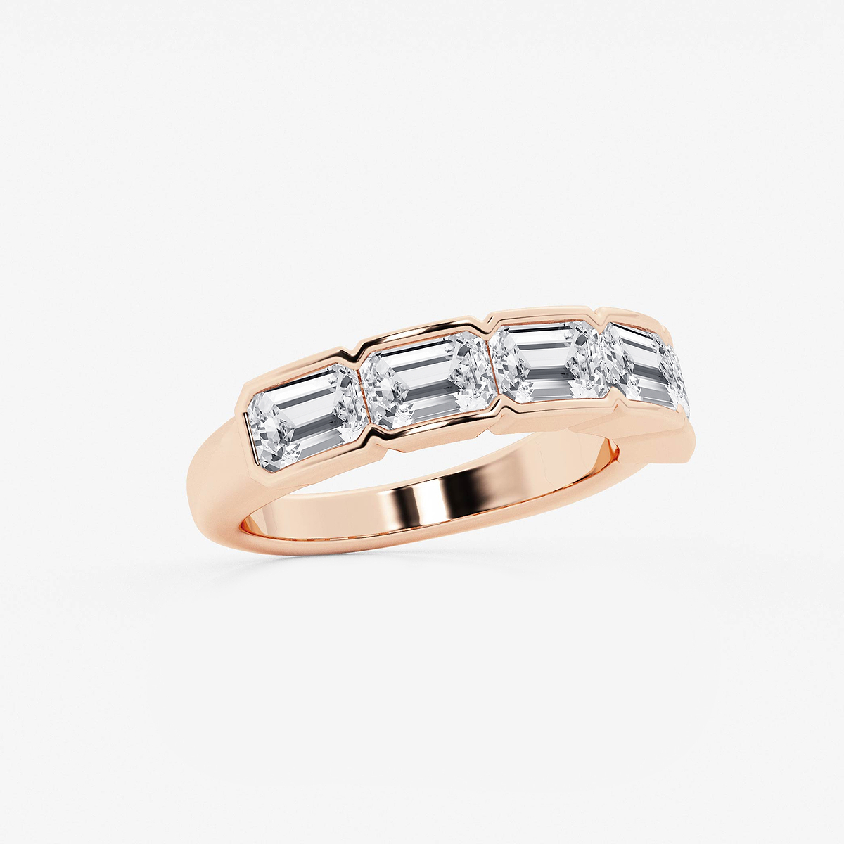 Additional Image 1 for  3 ctw Emerald Lab Grown Diamond Half Bezel East-West Five Stone Anniversary Band