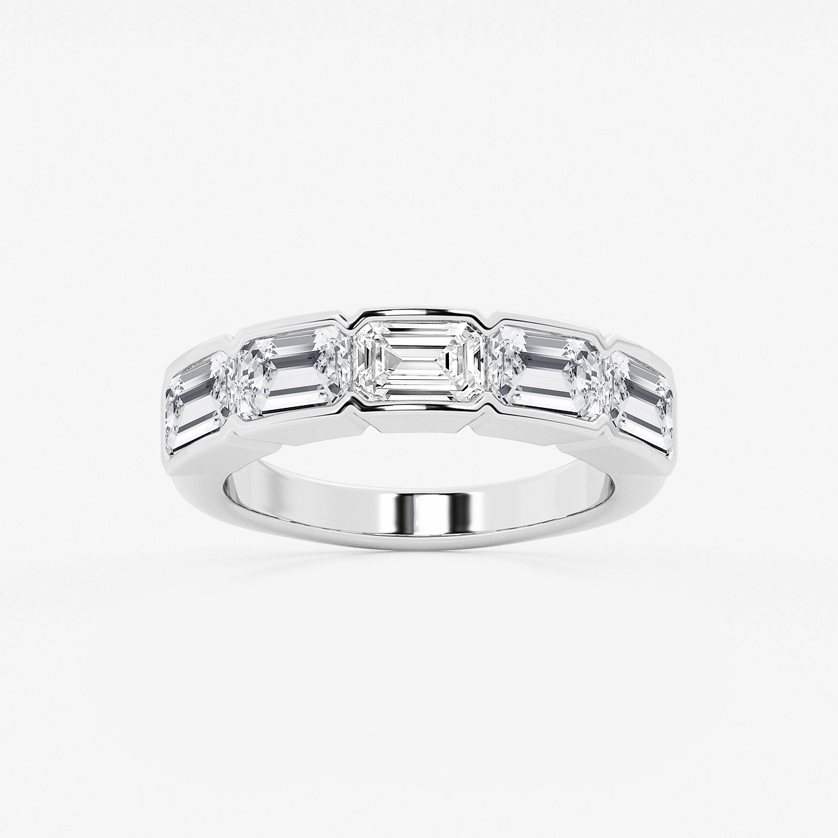 3 ctw Emerald Lab Grown Diamond Half Bezel East-West Five Stone Anniversary Band