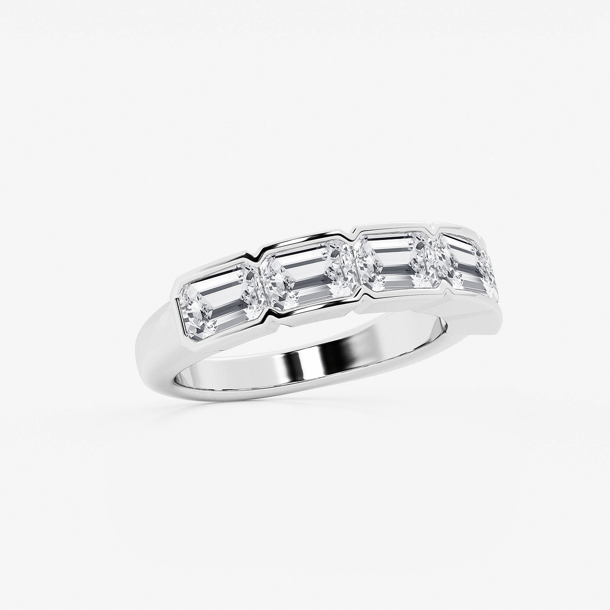 Additional Image 1 for  3 ctw Emerald Lab Grown Diamond Half Bezel East-West Five Stone Anniversary Band