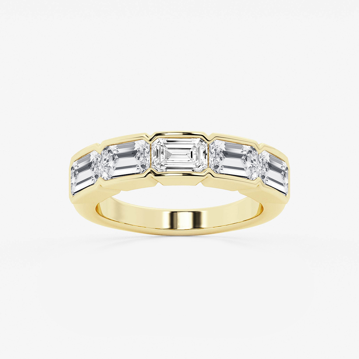 3 ctw Emerald Lab Grown Diamond Half Bezel East-West Five Stone Anniversary Band