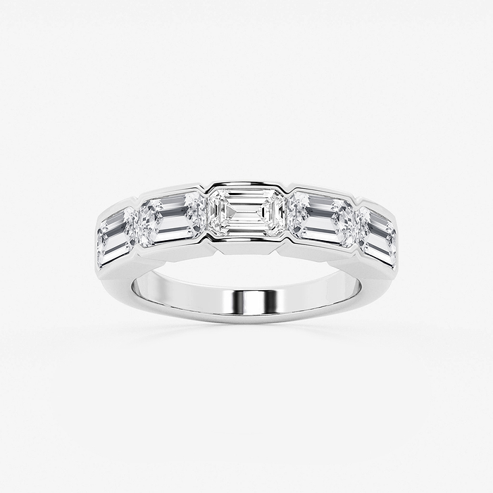 Katherine Band - 3 ctw Emerald Lab Grown Diamond Half Bezel East-West Five Stone Anniversary Band