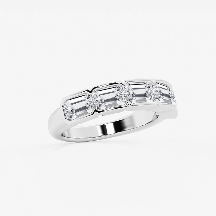 Katherine Band - 3 ctw Emerald Lab Grown Diamond Half Bezel East-West Five Stone Anniversary Band