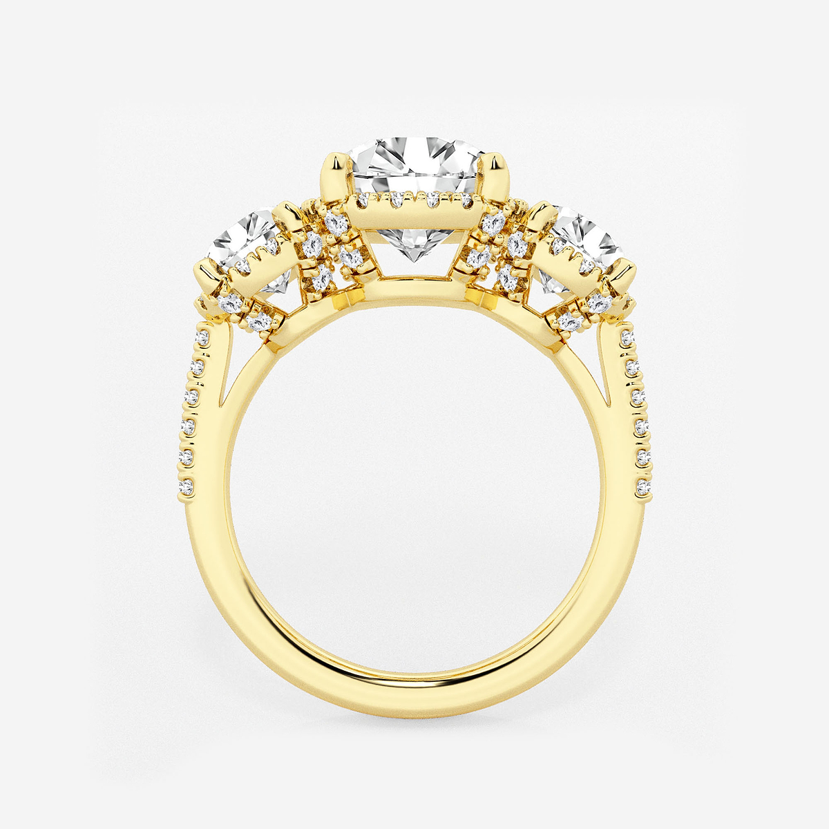 Additional Image 1 for  4 1/2 ctw Round Lab Grown Diamond Shadow Halo Three Stone Engagement Ring