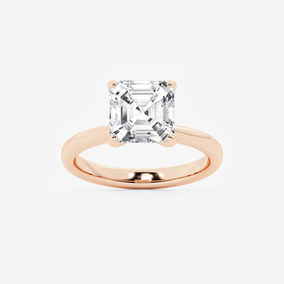 3 1/2 ctw Asscher Lab Grown Diamond Petite Solitaire Engagement Ring
