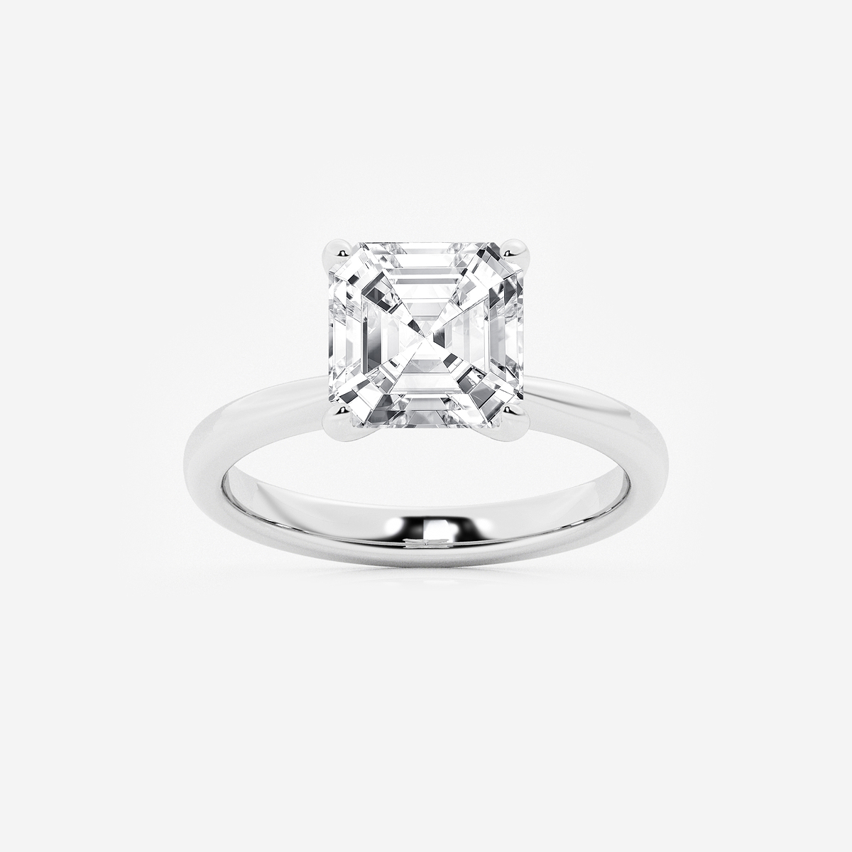 3 1/2 ctw Asscher Lab Grown Diamond Petite Solitaire Engagement Ring
