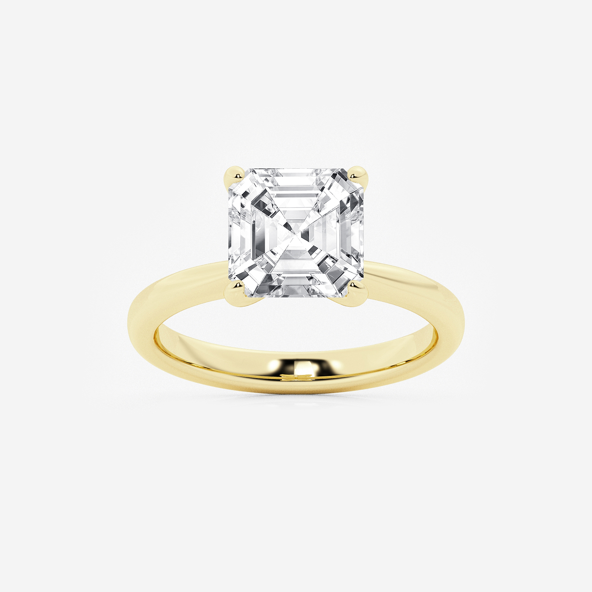 3 1/2 ctw Asscher Lab Grown Diamond Petite Solitaire Engagement Ring