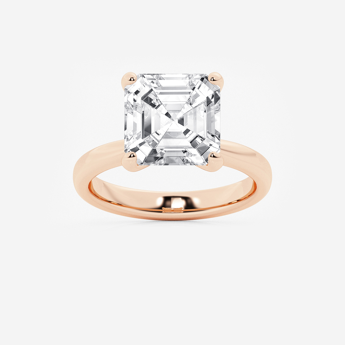 6 ctw Asscher Lab Grown Diamond Petite Solitaire Engagement Ring