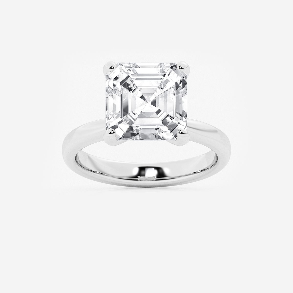 6 ctw Asscher Lab Grown Diamond Petite Solitaire Engagement Ring