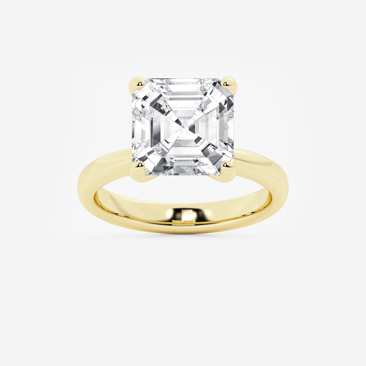 6 ctw Asscher Lab Grown Diamond Petite Solitaire Engagement Ring