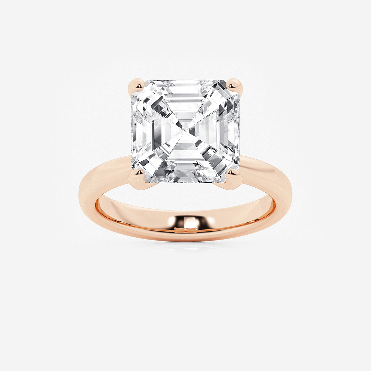 7 ctw Asscher Lab Grown Diamond Petite Solitaire Engagement Ring