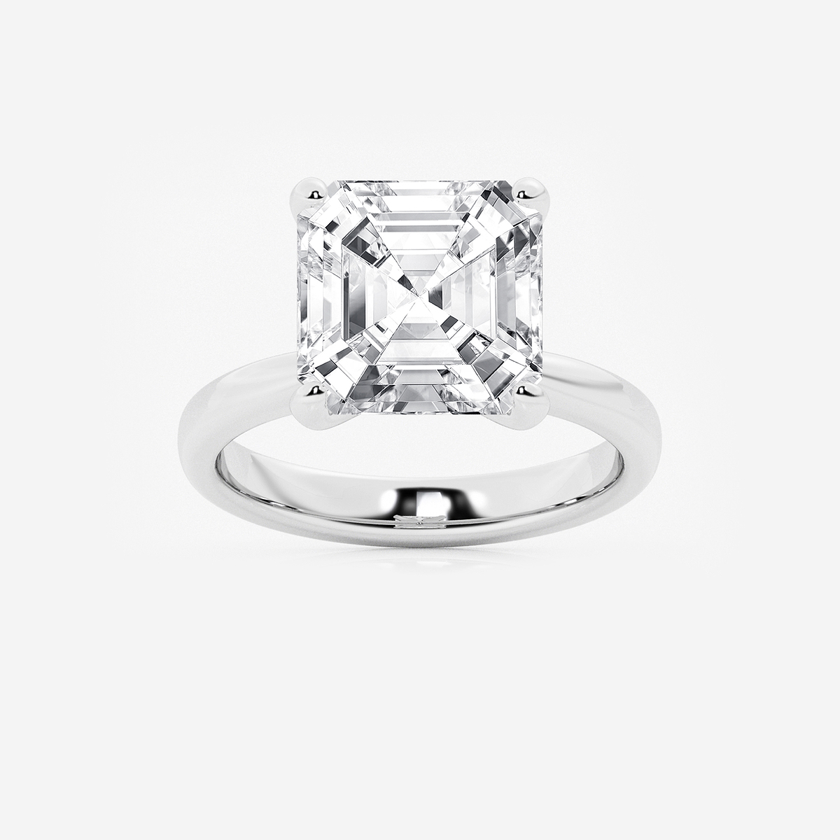 7 ctw Asscher Lab Grown Diamond Petite Solitaire Engagement Ring