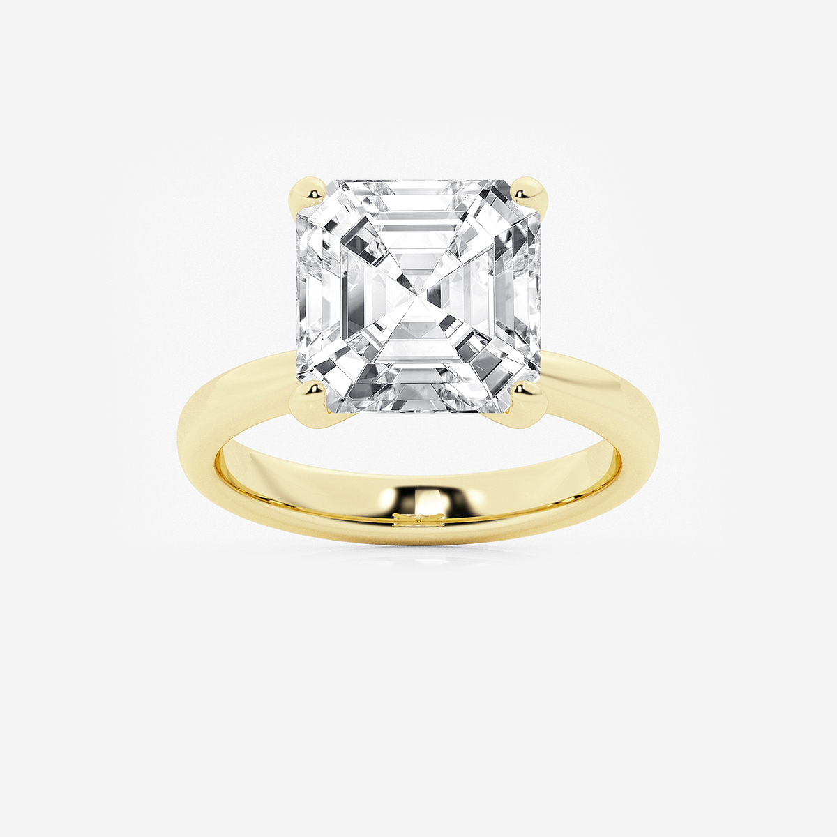 7 ctw Asscher Lab Grown Diamond Petite Solitaire Engagement Ring