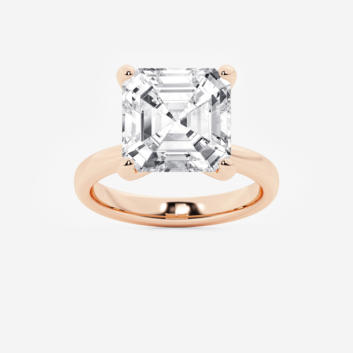 8 ctw Asscher Lab Grown Diamond Petite Solitaire Engagement Ring