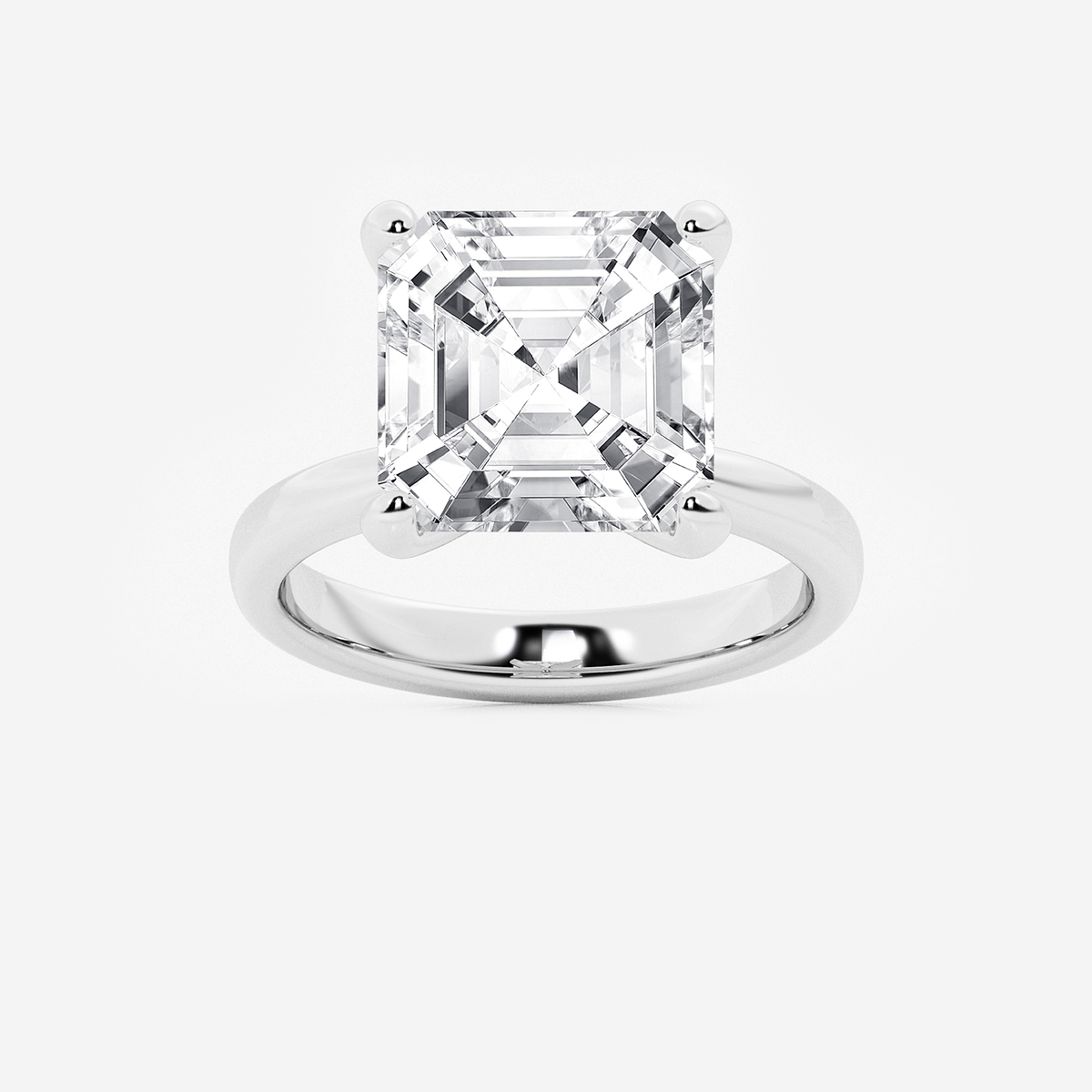 8 ctw Asscher Lab Grown Diamond Petite Solitaire Engagement Ring