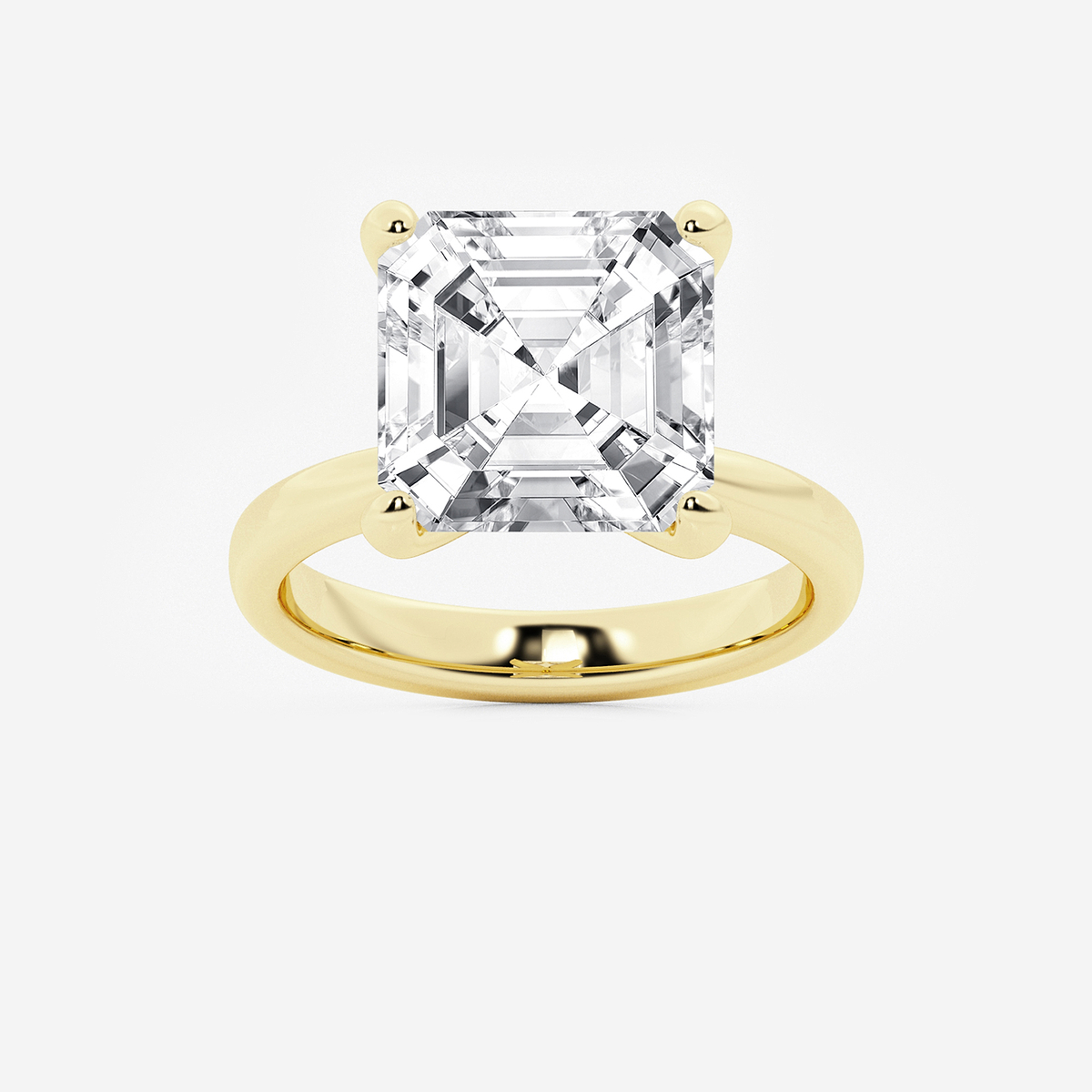 8 ctw Asscher Lab Grown Diamond Petite Solitaire Engagement Ring