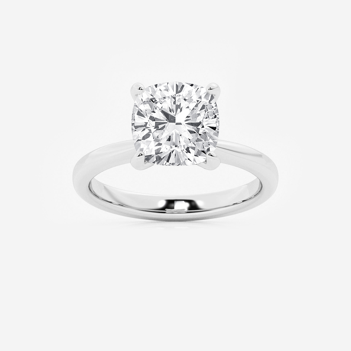 3 1/2 ctw Cushion Lab Grown Diamond Petite Solitaire Engagement Ring