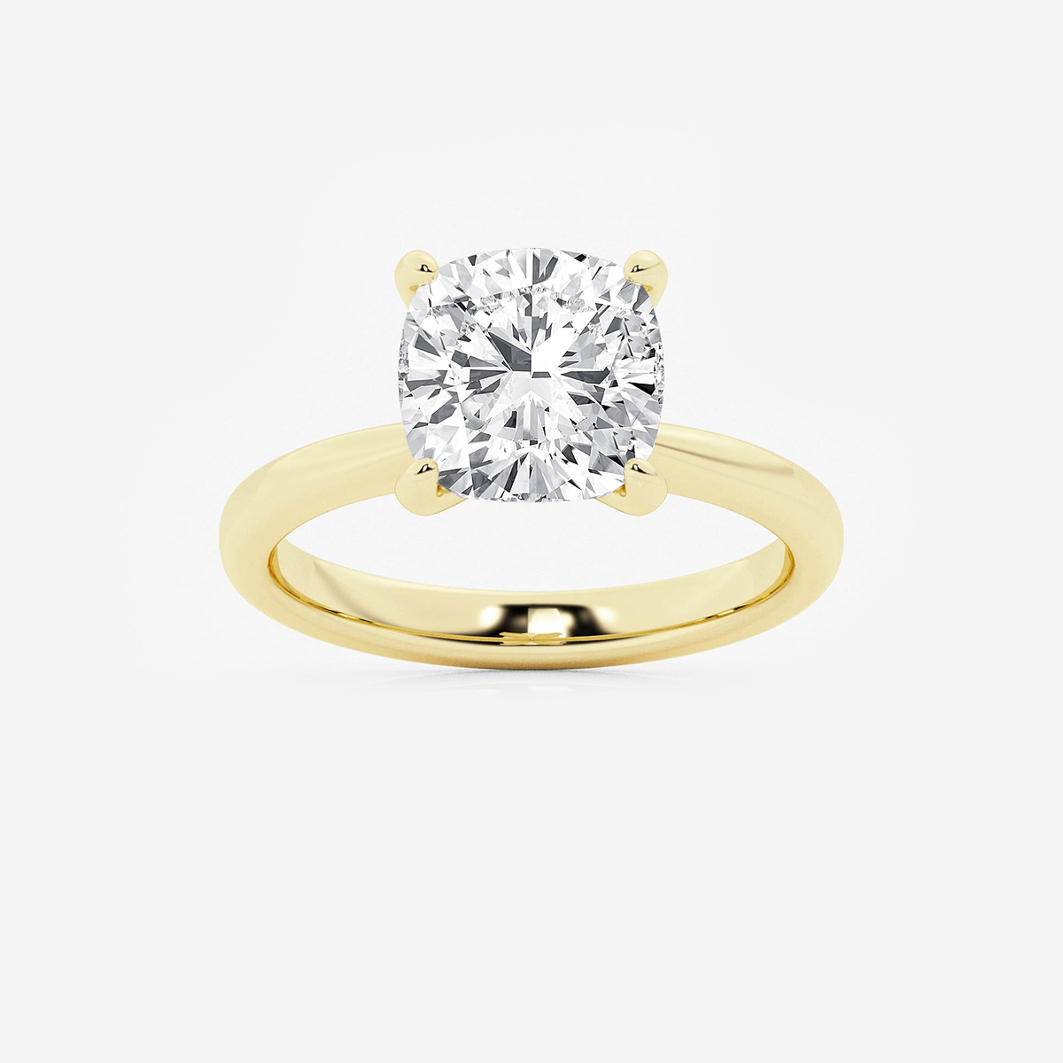 3 1/2 ctw Cushion Lab Grown Diamond Petite Solitaire Engagement Ring