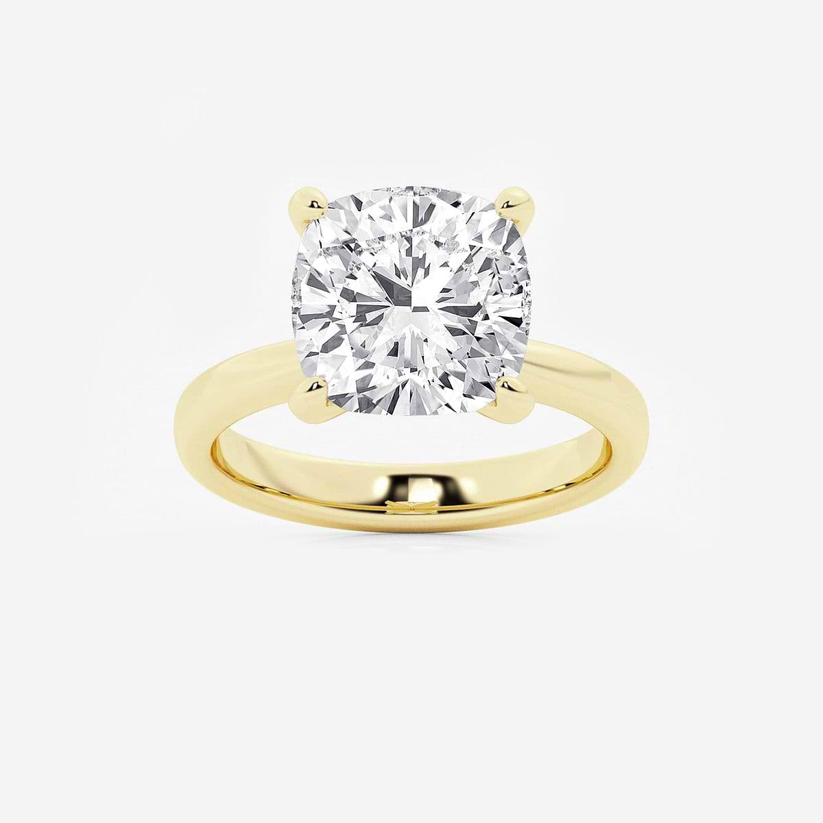 6 ctw Cushion Lab Grown Diamond Petite Solitaire Engagement Ring 14K Yellow Gold, E, VS1