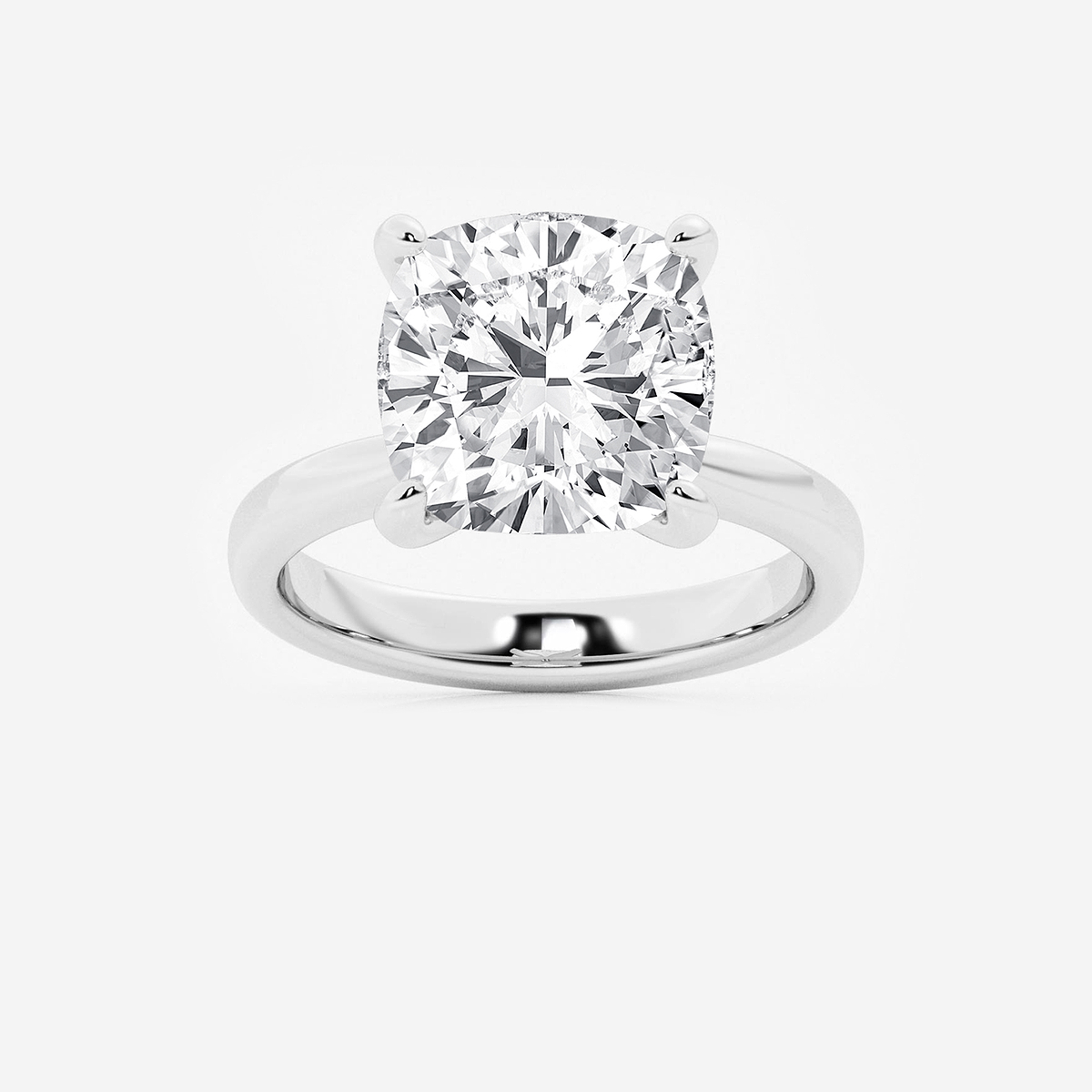 7 ctw Cushion Lab Grown Diamond Petite Solitaire Engagement Ring