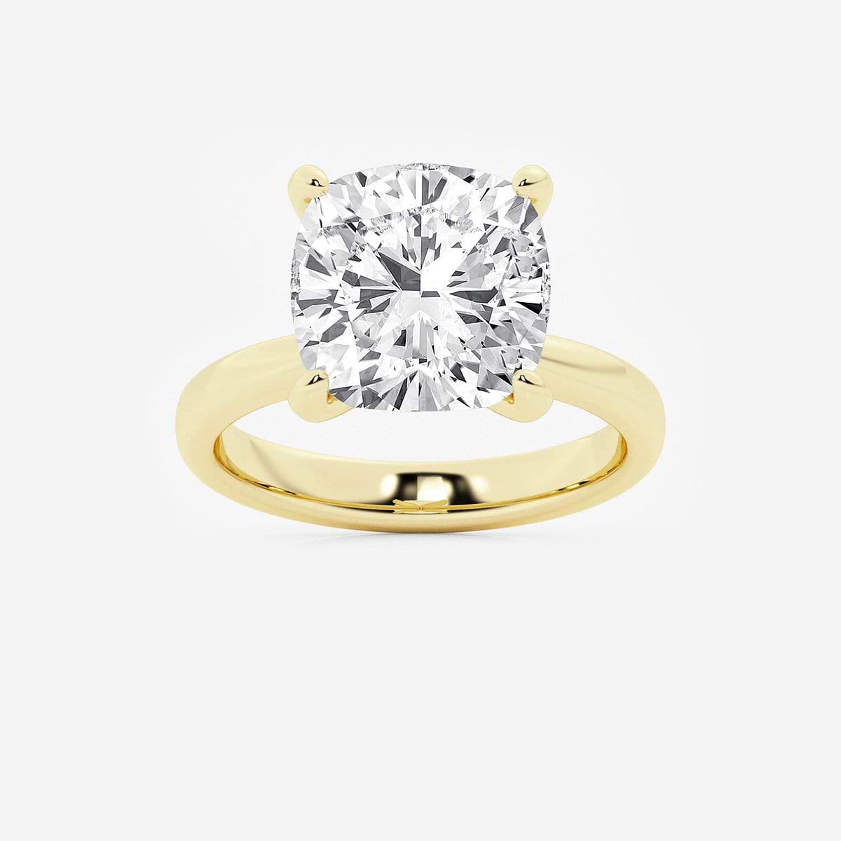 7 ctw Cushion Lab Grown Diamond Petite Solitaire Engagement Ring 14K Yellow Gold, D, VVS