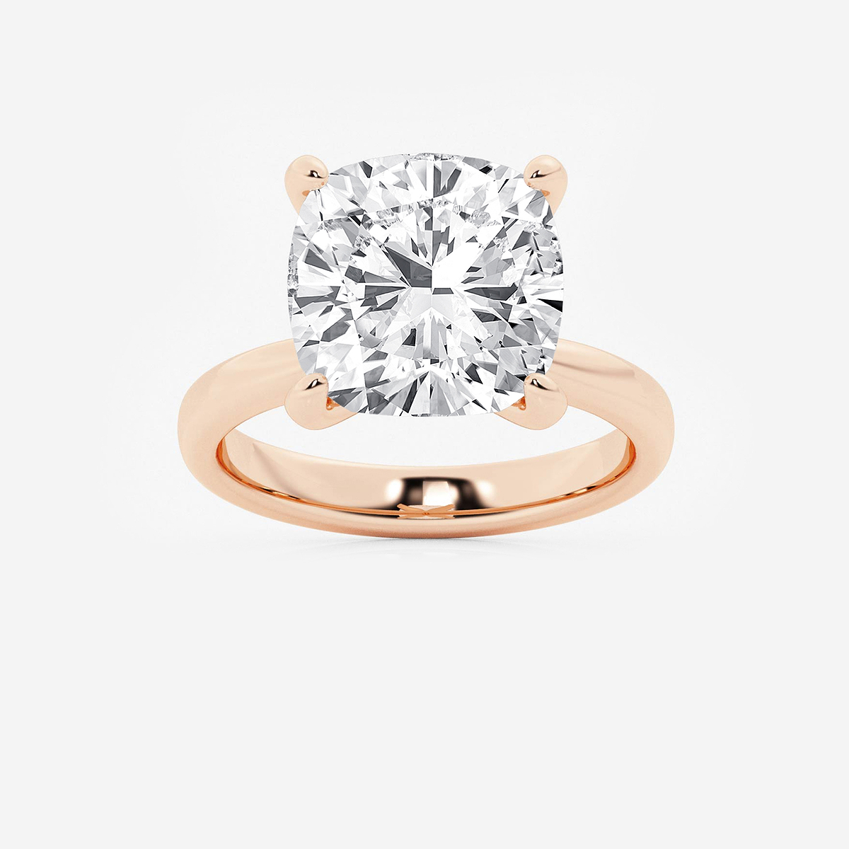 8 ctw Cushion Lab Grown Diamond Petite Solitaire Engagement Ring