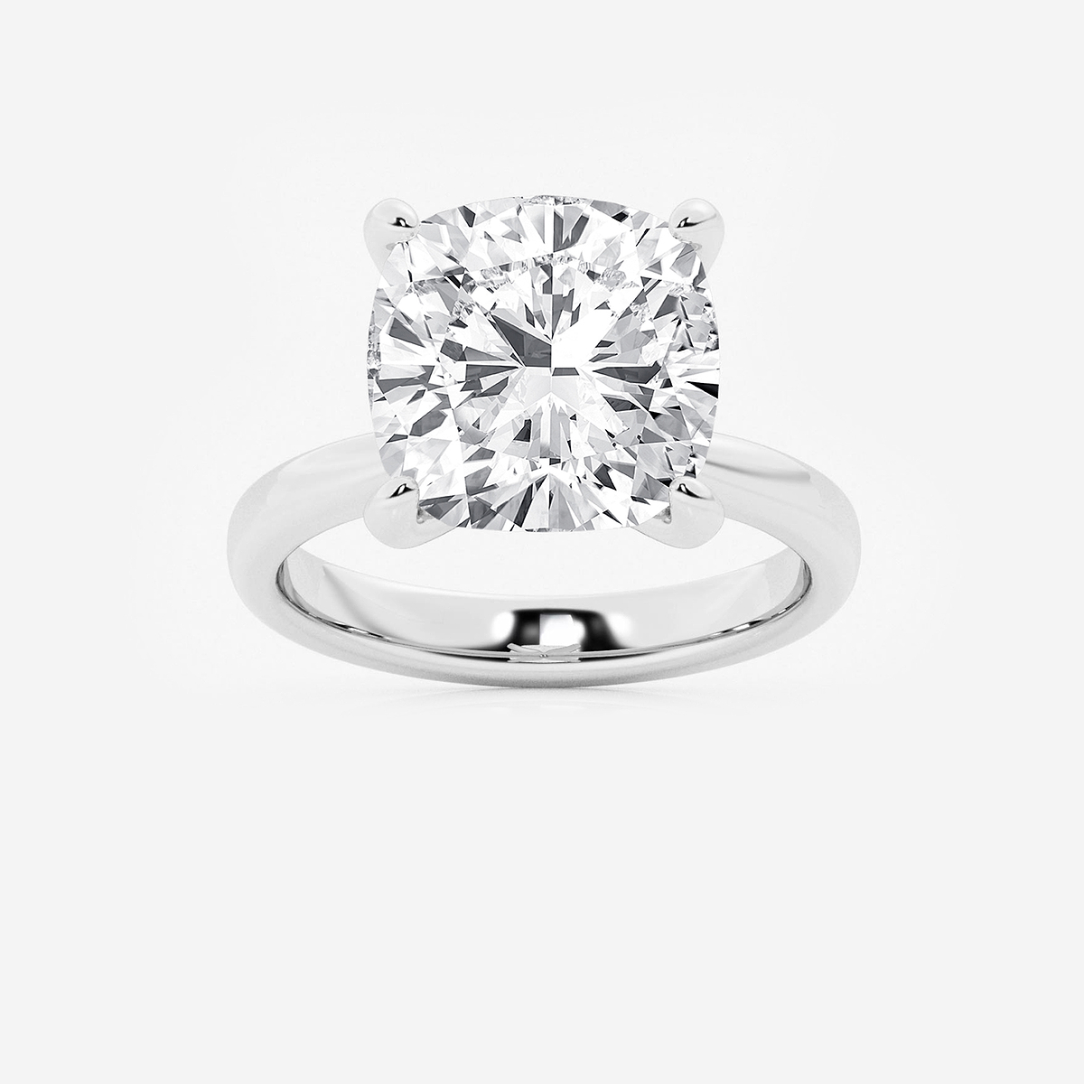 8 ctw Cushion Lab Grown Diamond Petite Solitaire Engagement Ring