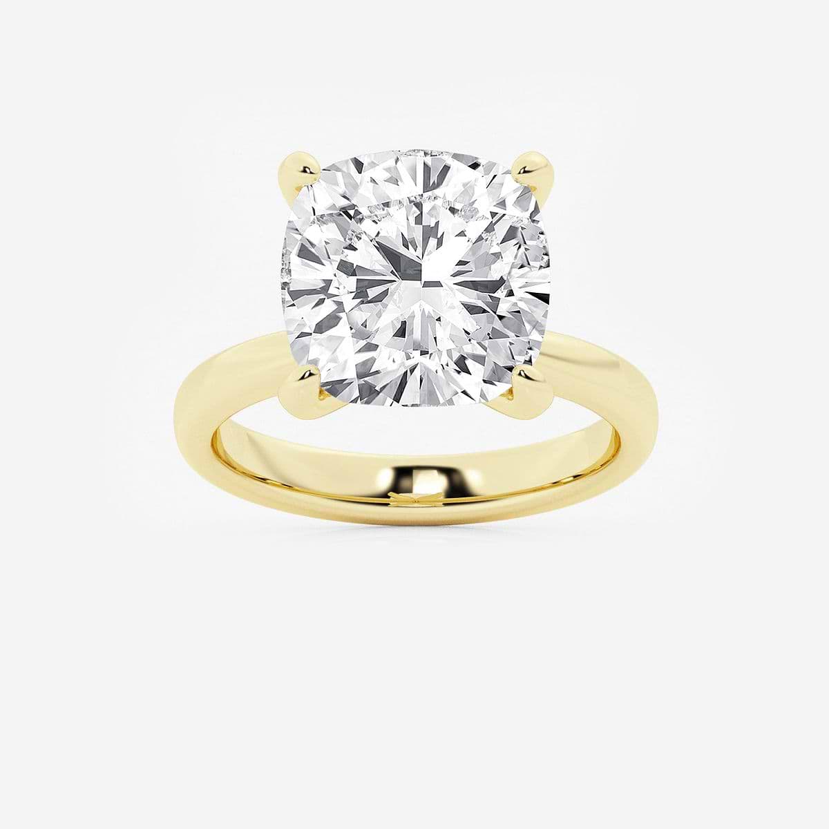 8 ctw Cushion Lab Grown Diamond Petite Solitaire Engagement Ring 14K Yellow Gold, E, VS1