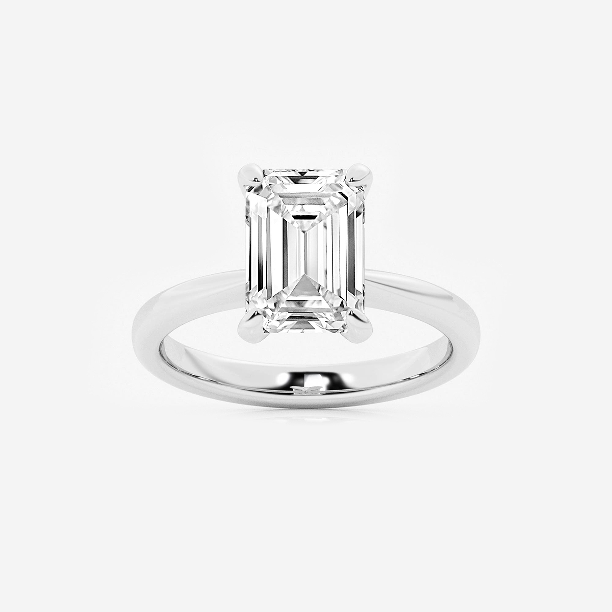 3 1/2 ctw Emerald Lab Grown Diamond Petite Solitaire Engagement Ring