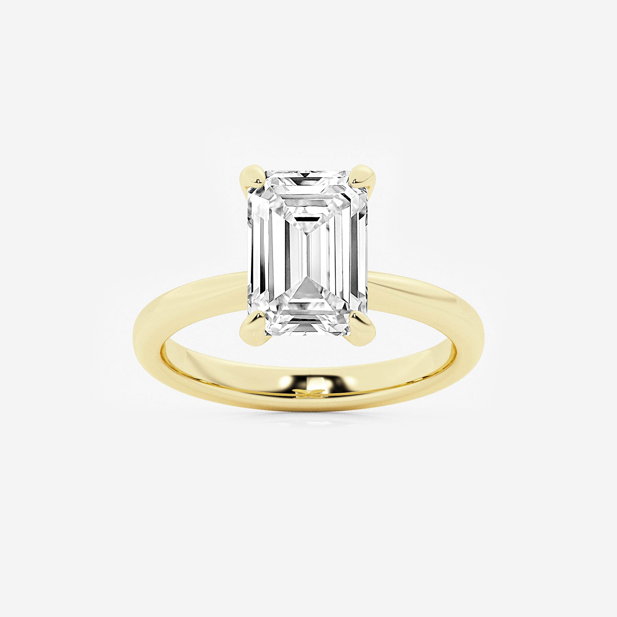 3 1/2 ctw Emerald Lab Grown Diamond Petite Solitaire Engagement Ring