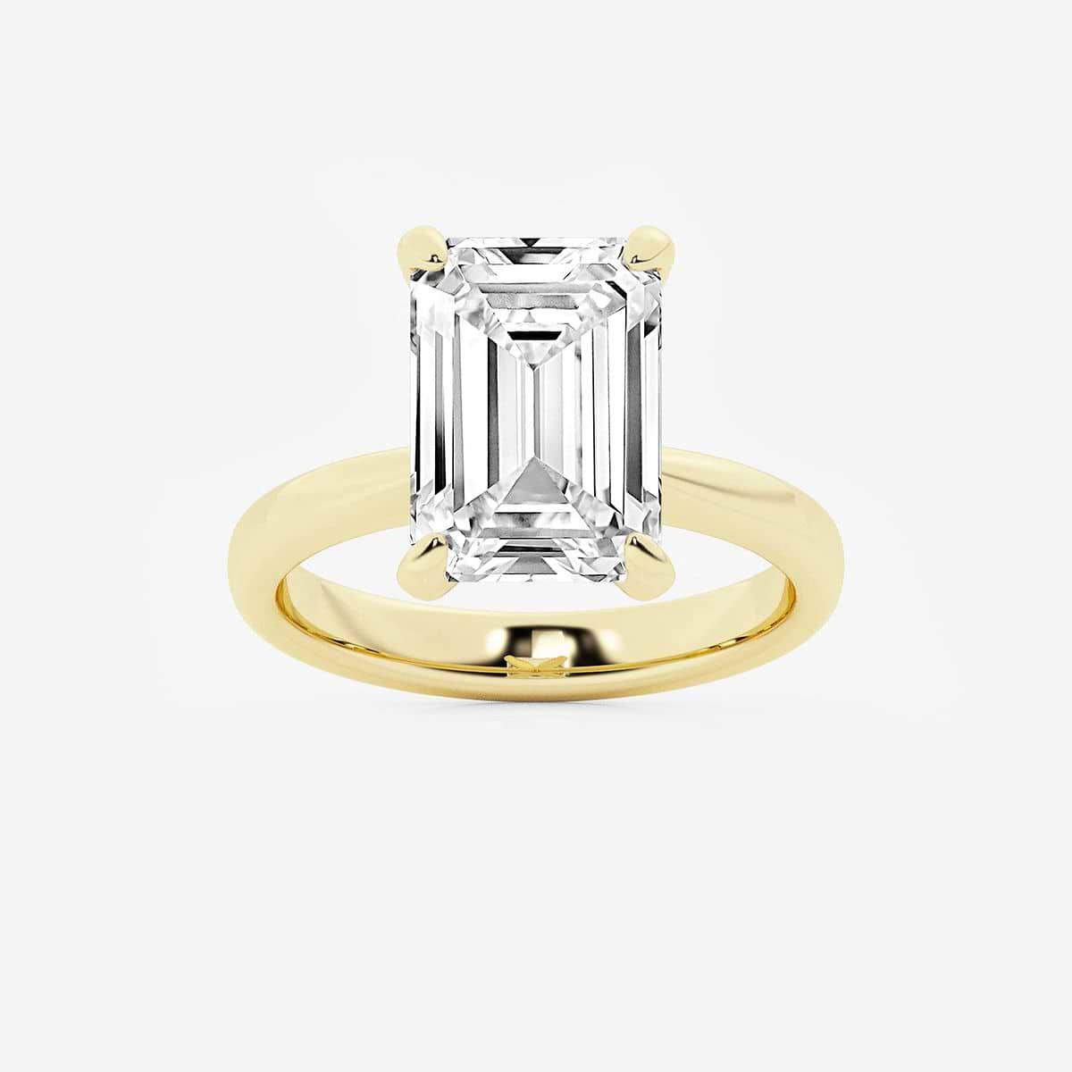 6 ctw Emerald Lab Grown Diamond Petite Solitaire Engagement Ring 14K Yellow Gold, E, VS1