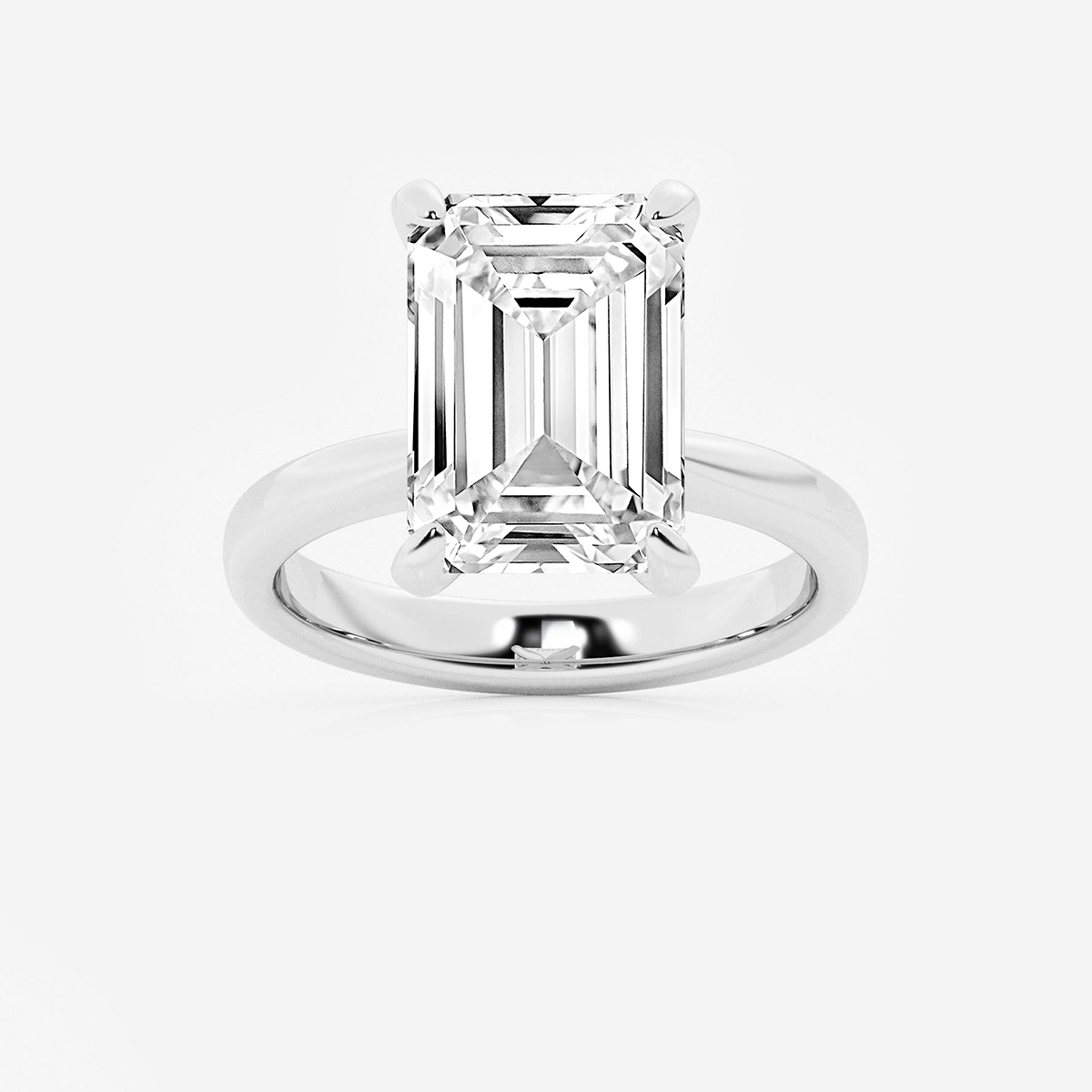 7 ctw Emerald Lab Grown Diamond Petite Solitaire Engagement Ring