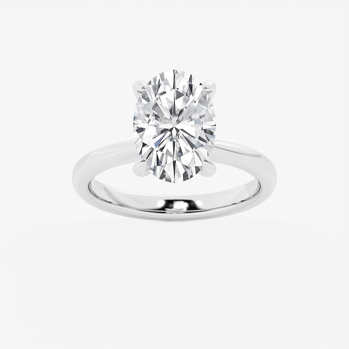 3 1/2 ctw Oval Lab Grown Diamond Petite Solitaire Engagement Ring Platinum, E, VS1