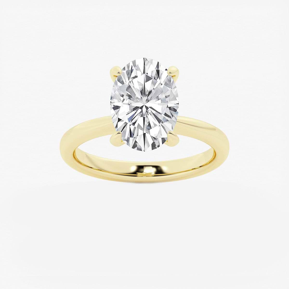 3 1/2 ctw Oval Lab Grown Diamond Petite Solitaire Engagement Ring 14K Yellow Gold, F, VS2