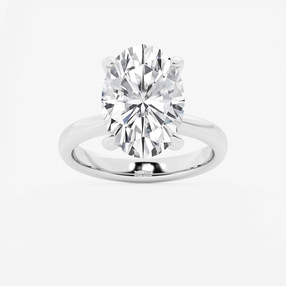 6 ctw Oval Lab Grown Diamond Petite Solitaire Engagement Ring Platinum, F, VS2