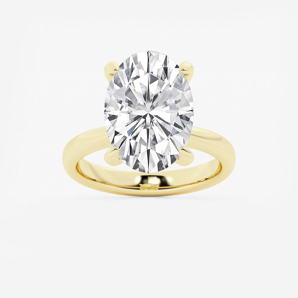 8 ctw Oval Lab Grown Diamond Petite Solitaire Engagement Ring 14K Yellow Gold, FG, VS2+