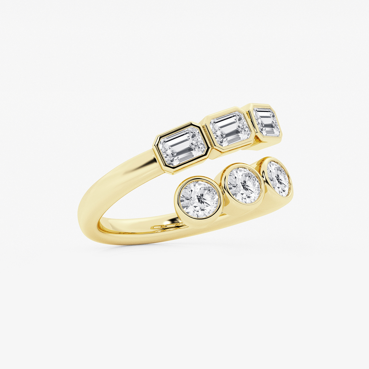 Additional Image 1 for  1 1/2 ctw Round and Emerald Lab Grown Diamond Bezel Bypass Ring
