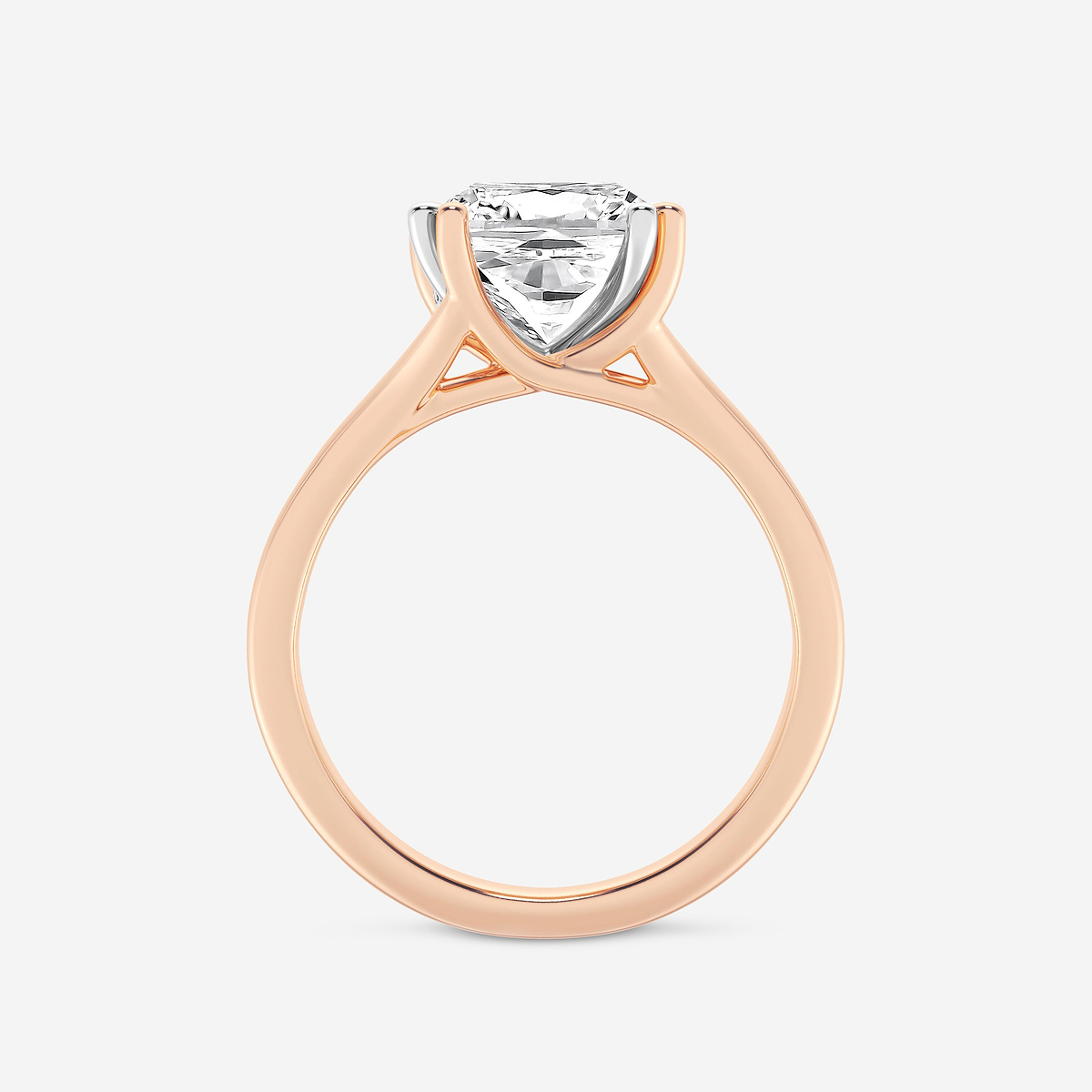 3 ctw Cushion Lab Grown Diamond Two Tone Double Prong Hidden Halo Engagement Ring 14K Two-Tone White & Rose Gold, F, VS2