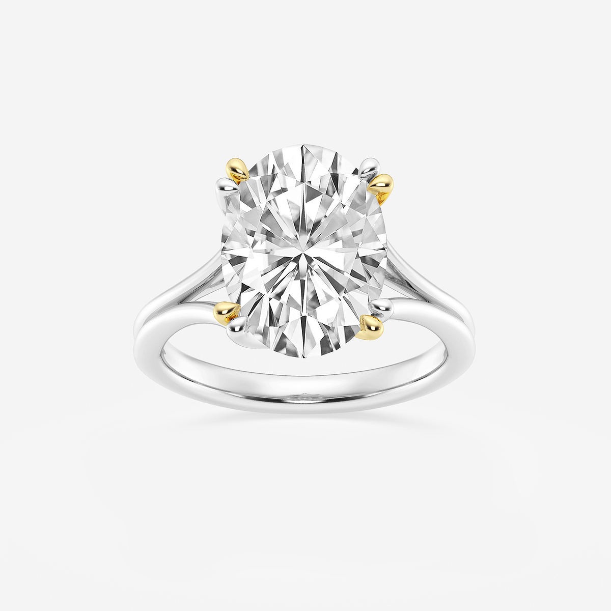 Glimmer ctw Oval Lab Grown Diamond Two Tone Double Prong Hidden Halo  Engagement Ring 14K Two-Tone White Yellow Gold, D, VVS