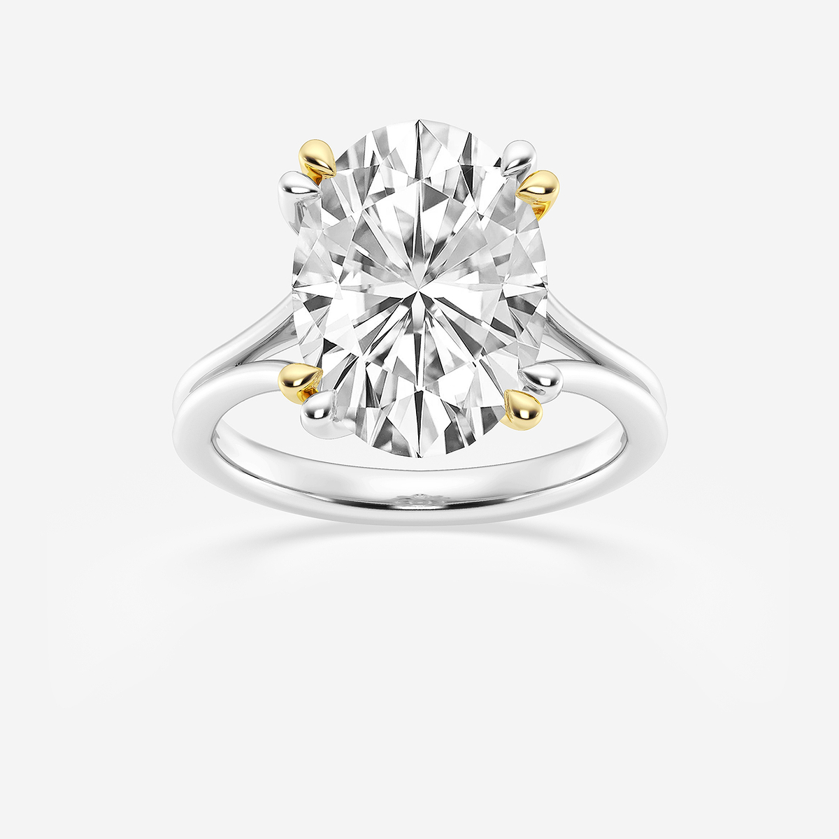 5 ctw Oval Lab Grown Diamond Two Tone Double Prong Hidden Halo Engagement Ring 14K Two-Tone White & Yellow Gold, E, VS1
