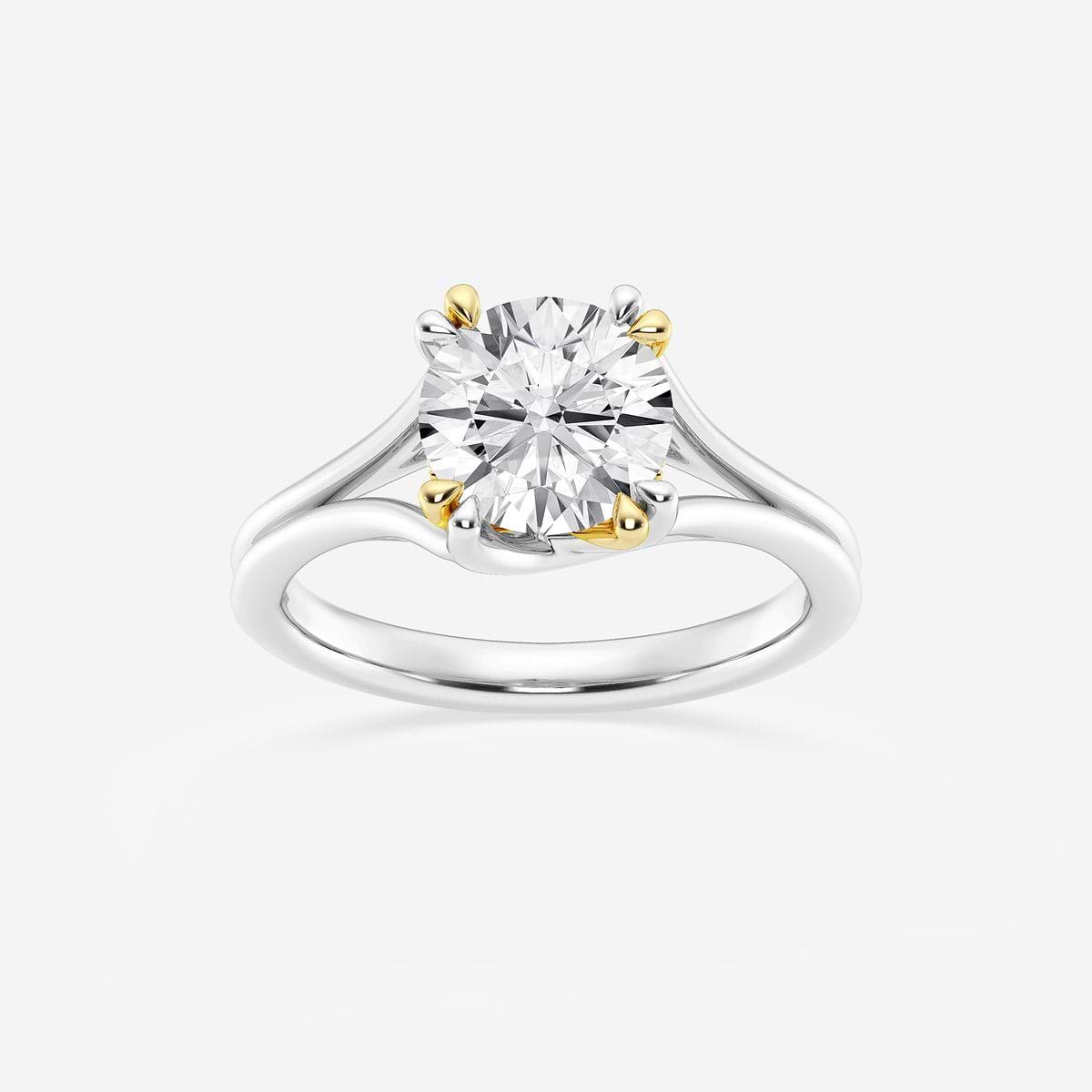 2 ctw Round Lab Grown Diamond Two Tone Double Prong Hidden Halo Engagement Ring