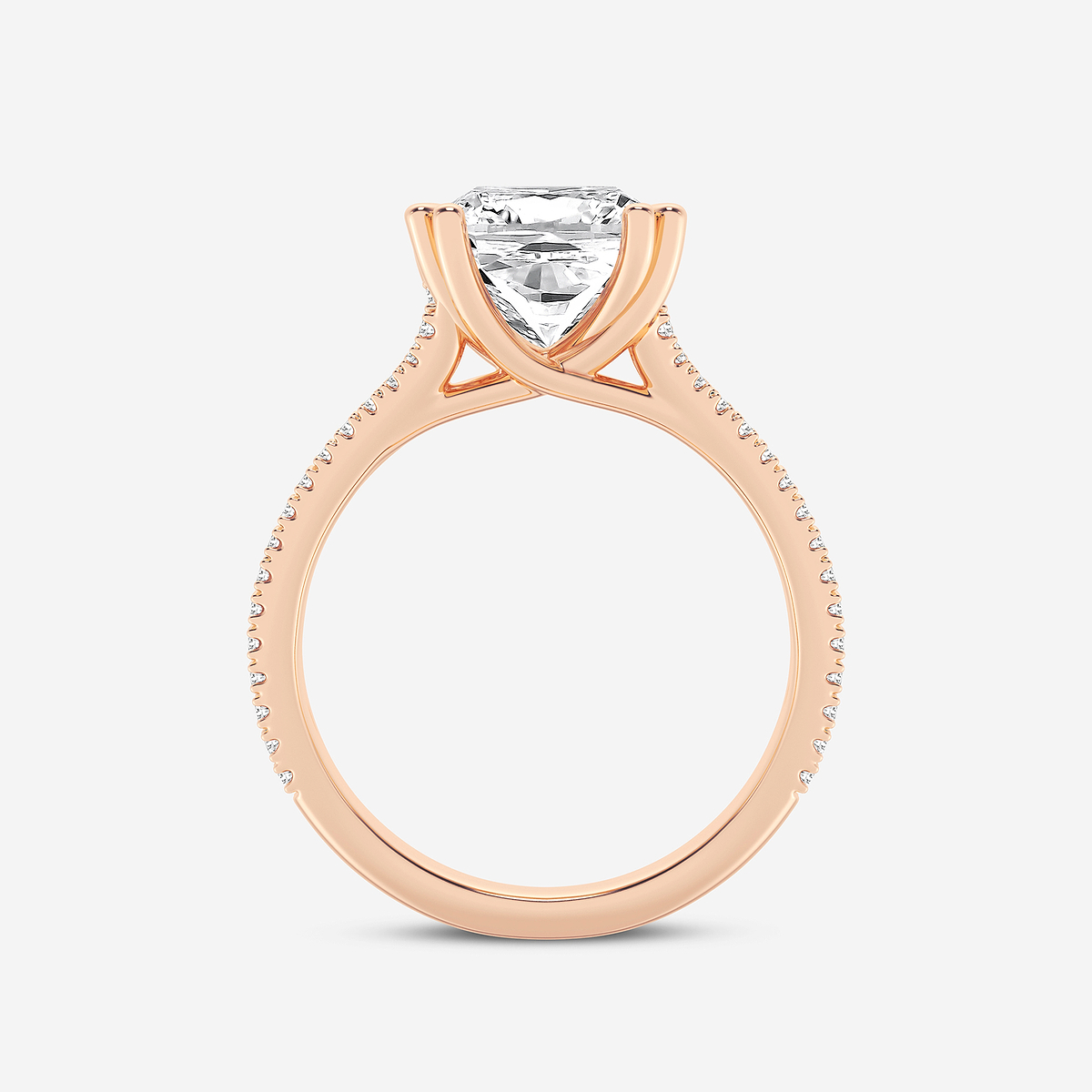 Additional Image 1 for  3 1/3 ctw Cushion Lab Grown Diamond Double Heart Shape Prong Split Shank Side Stone Engagement Ring
