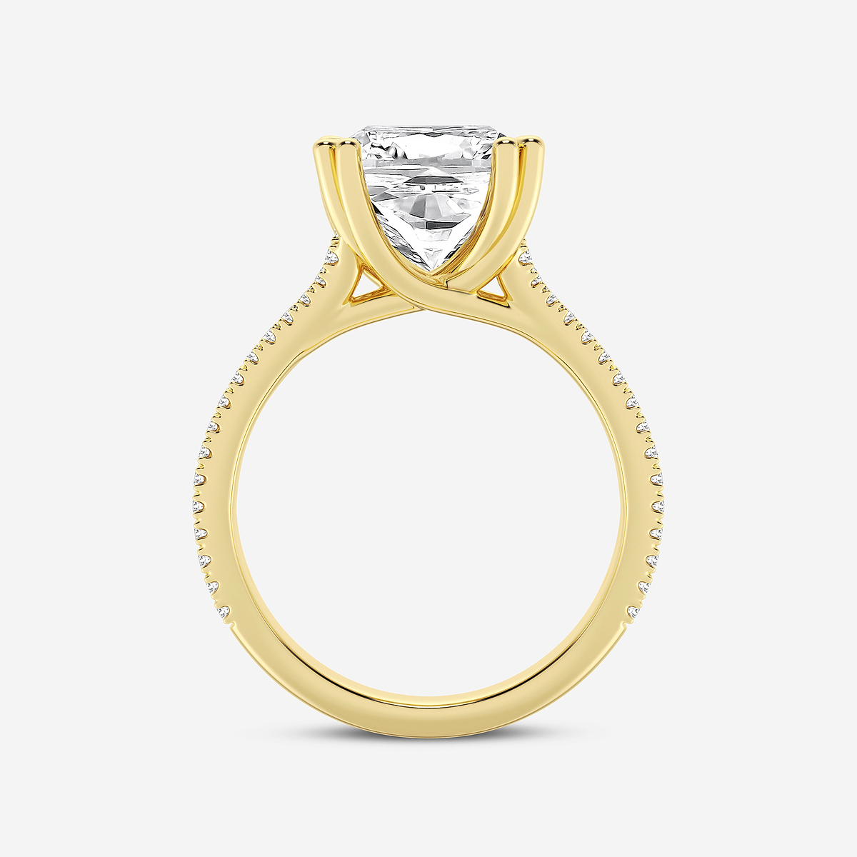 Additional Image 1 for  4 1/3 ctw Cushion Lab Grown Diamond Double Heart Shape Prong Split Shank Side Stone Engagement Ring